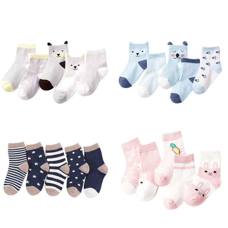 5 Pack Soft Baby Ankle Socks