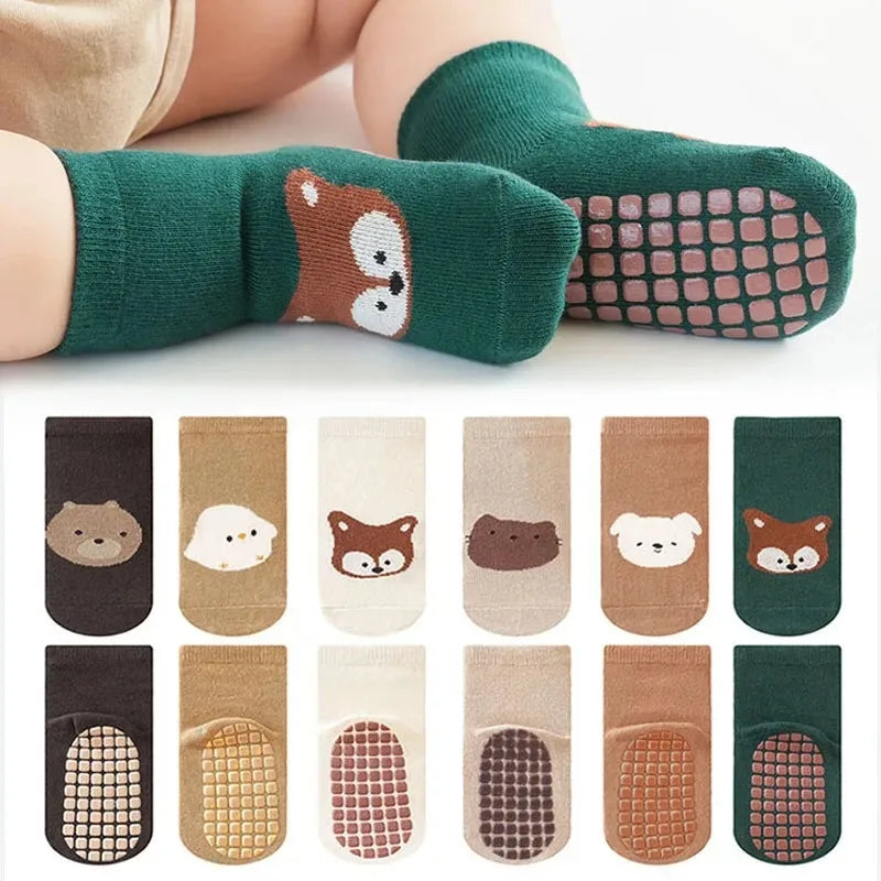 6 Pack Non-Slip Baby and Toddler Socks